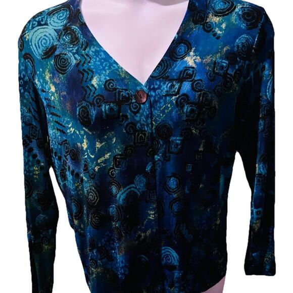 Chicos Travelers Women’s Size 2 Whimsagoth Abstract Business Geometric Y2K Artsy - Picture 3 of 11